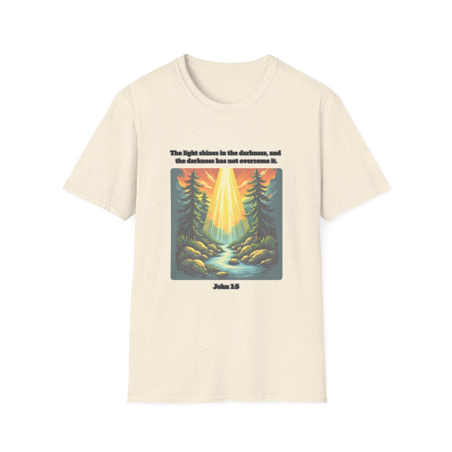 Light In The Darkness Inspirational Nature T-Shirt with Bible Verse John 1:5