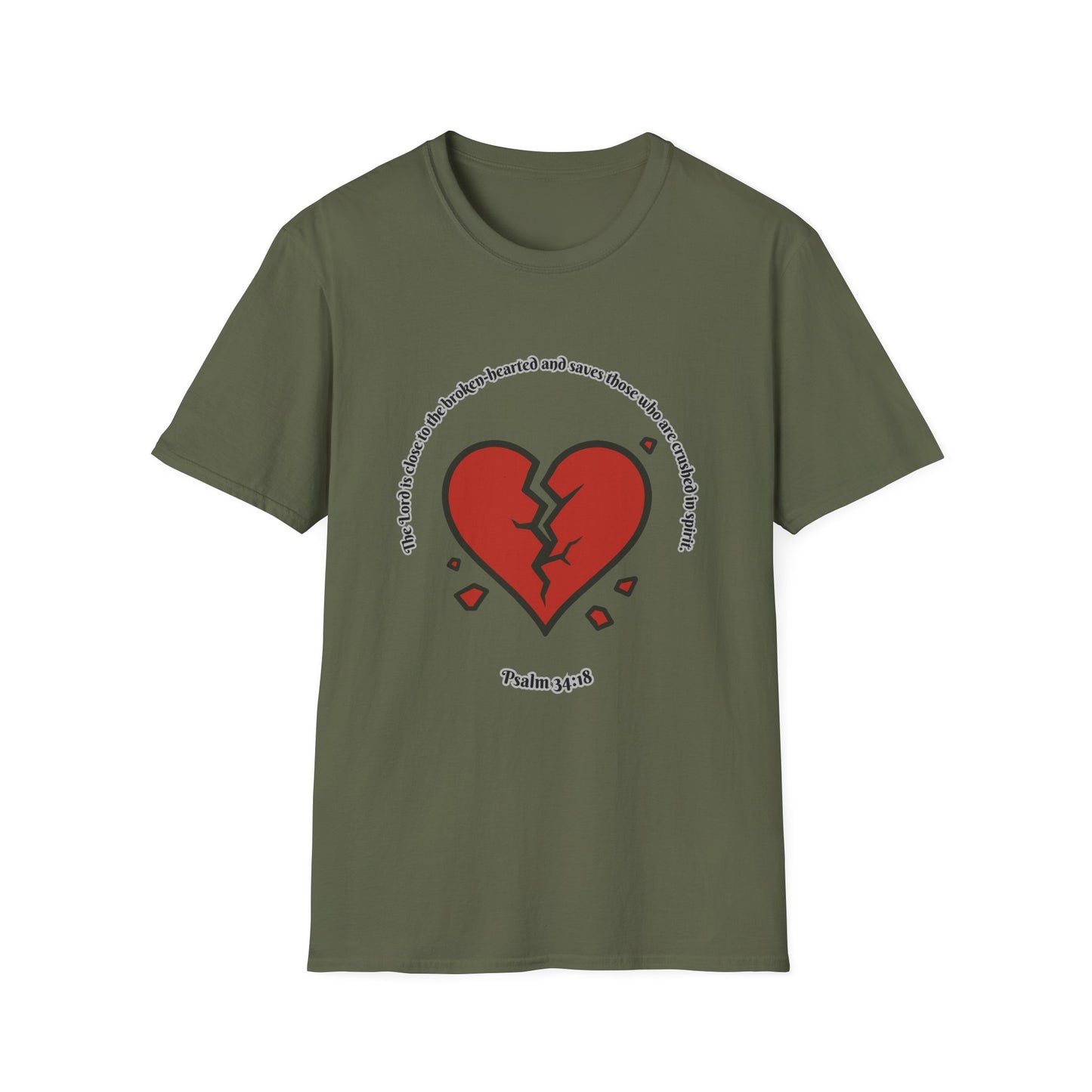 Broken Heart/Spirit Graphic T-Shirt for Healing and Empowerment Psalm 34:18