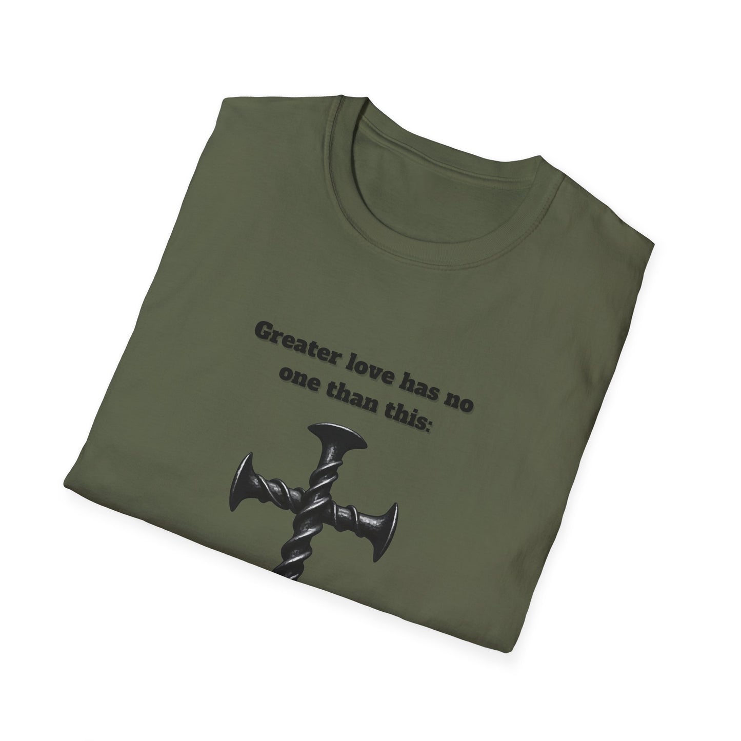 No Greater Love Than This ~ Inspirational Christian T-Shirt with Cross Design John 15:13