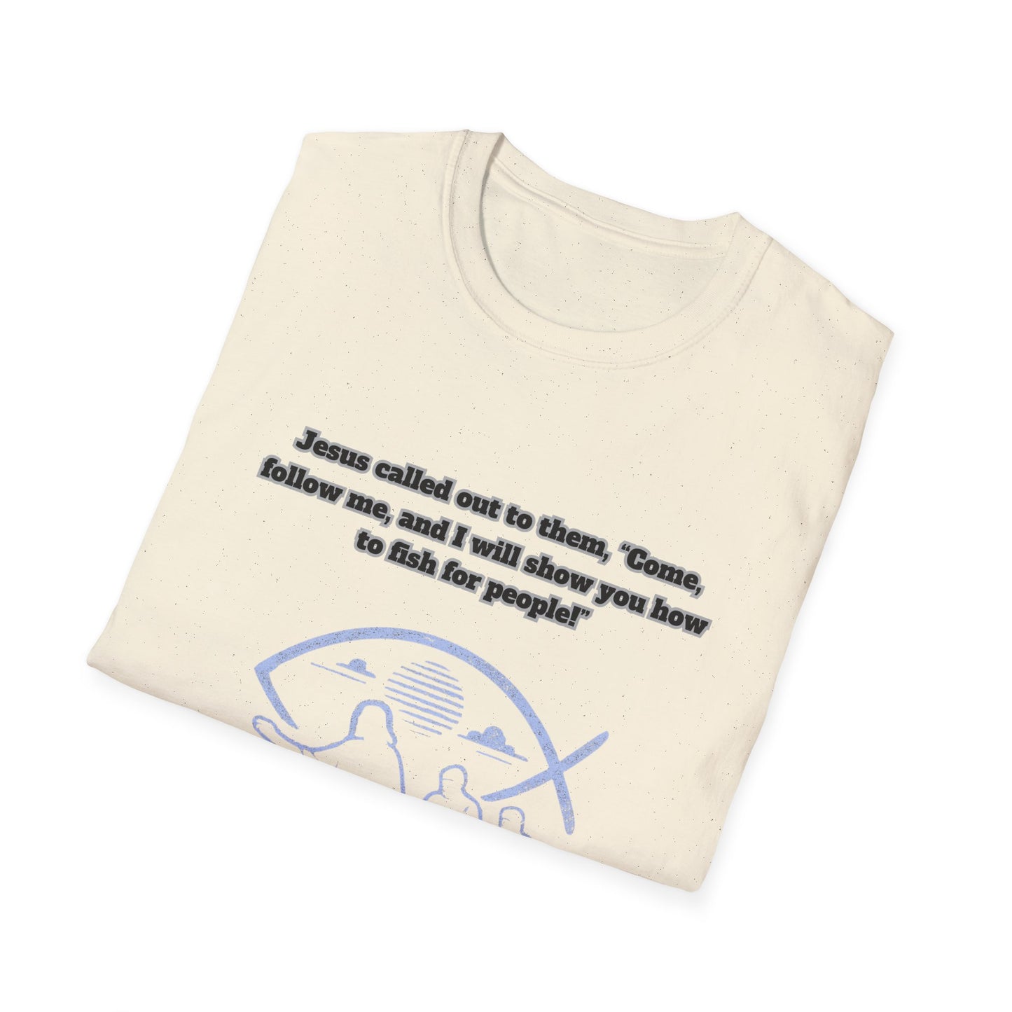 Fish For Men Inspirational Bible Verse Unisex Softstyle T-Shirt Matthew 4:19