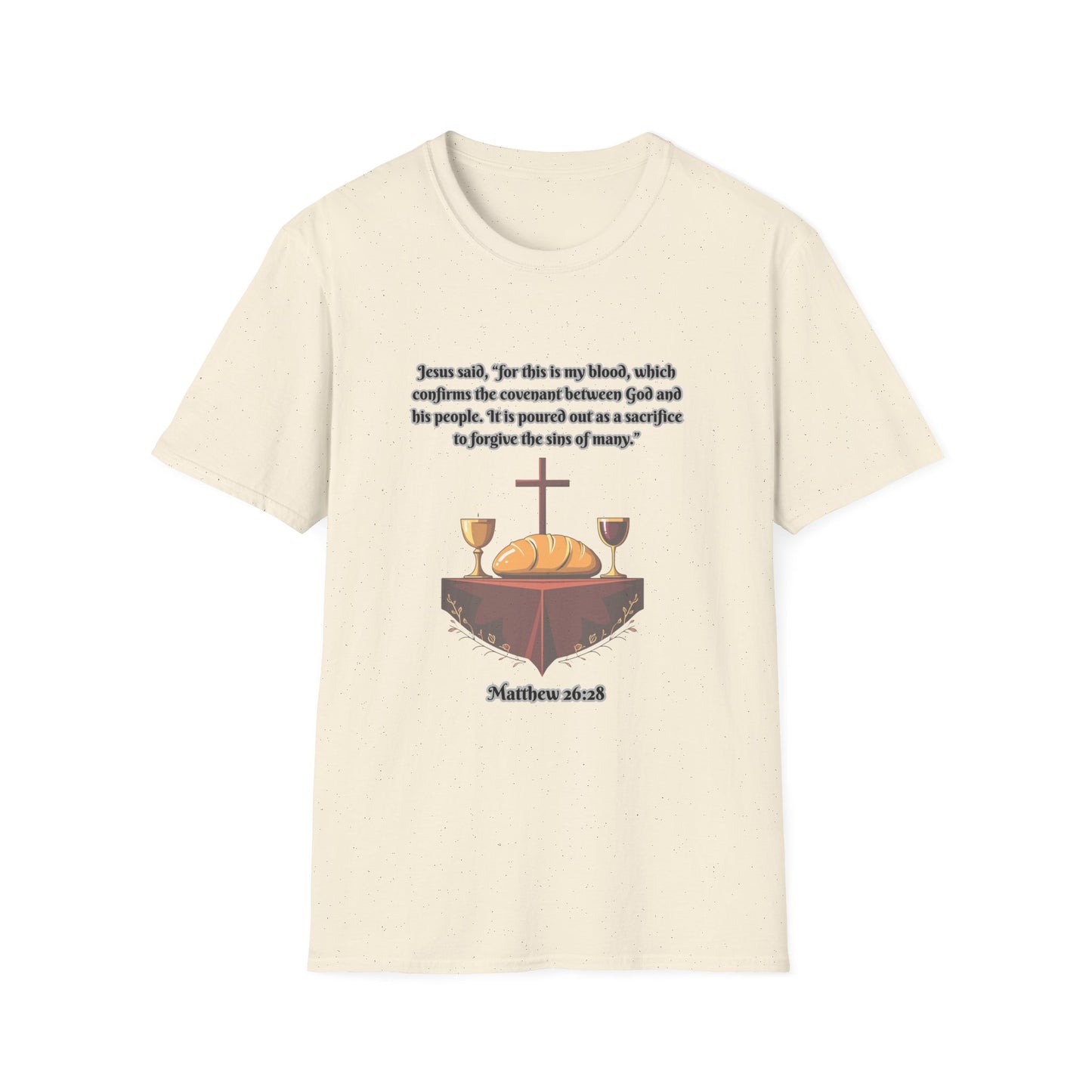 Blood Covenant Faith-Inspired Unisex Softstyle T-Shirt - Matthew 26:28