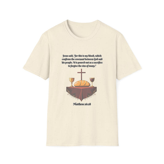Blood Covenant Faith-Inspired Unisex Softstyle T-Shirt - Matthew 26:28