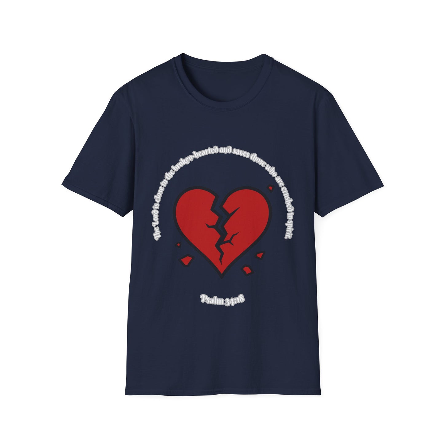 Broken Heart/Spirit Graphic T-Shirt for Healing and Empowerment Psalm 34:18
