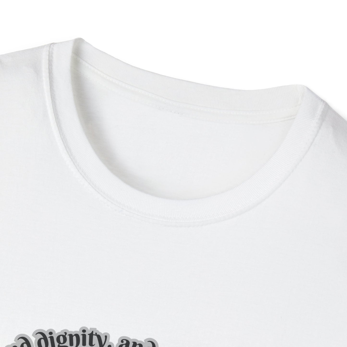 She's Clothed With Strength And Dignity Empowering Feminine Strength Unisex Softstyle T-Shirt -  Design Proverbs 31:25