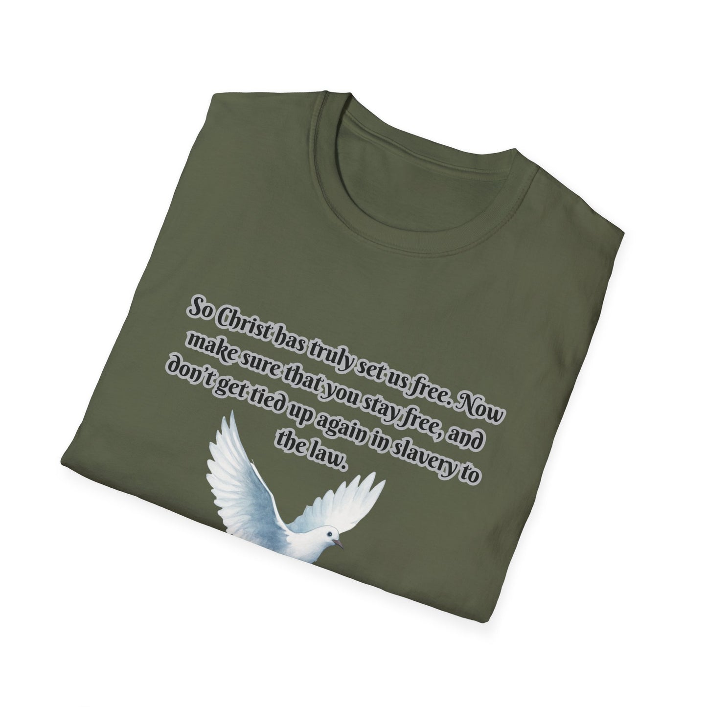 Christ Set Us Free Galatians 5:1 Inspirational Unisex Softstyle T-Shirt