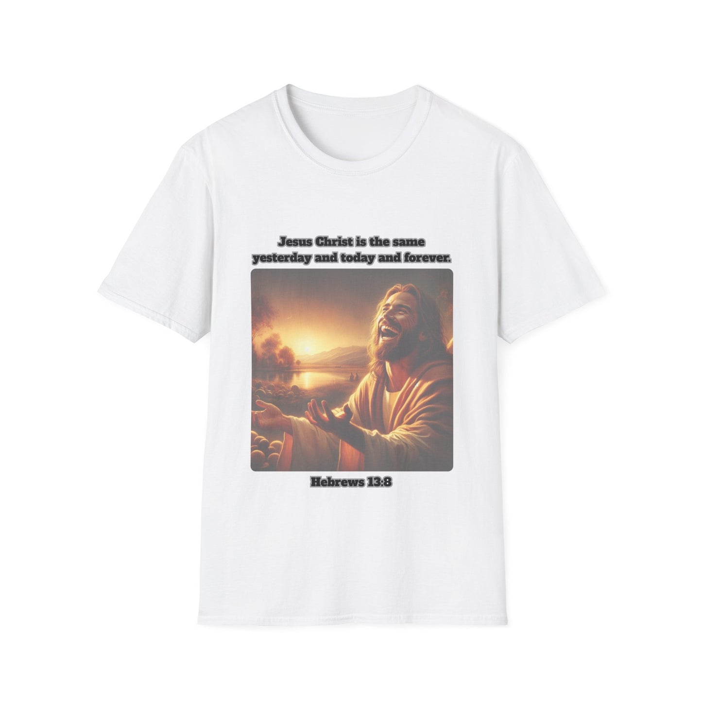 Christ Is The Same Inspirational Jesus T-Shirt | Unisex Softstyle Tee with Scripture Hebrews 13:8