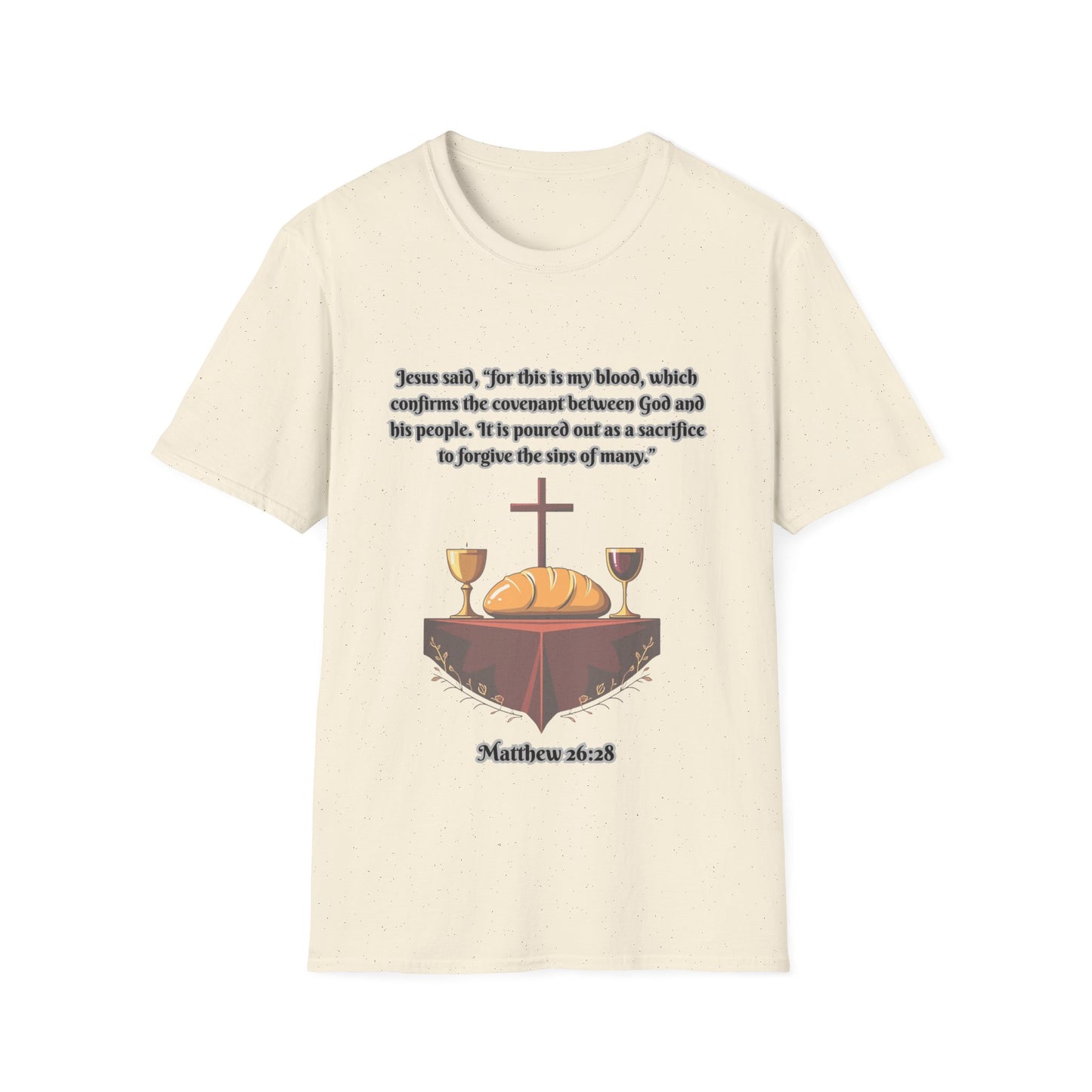Blood Covenant Faith-Inspired Unisex Softstyle T-Shirt - Matthew 26:28