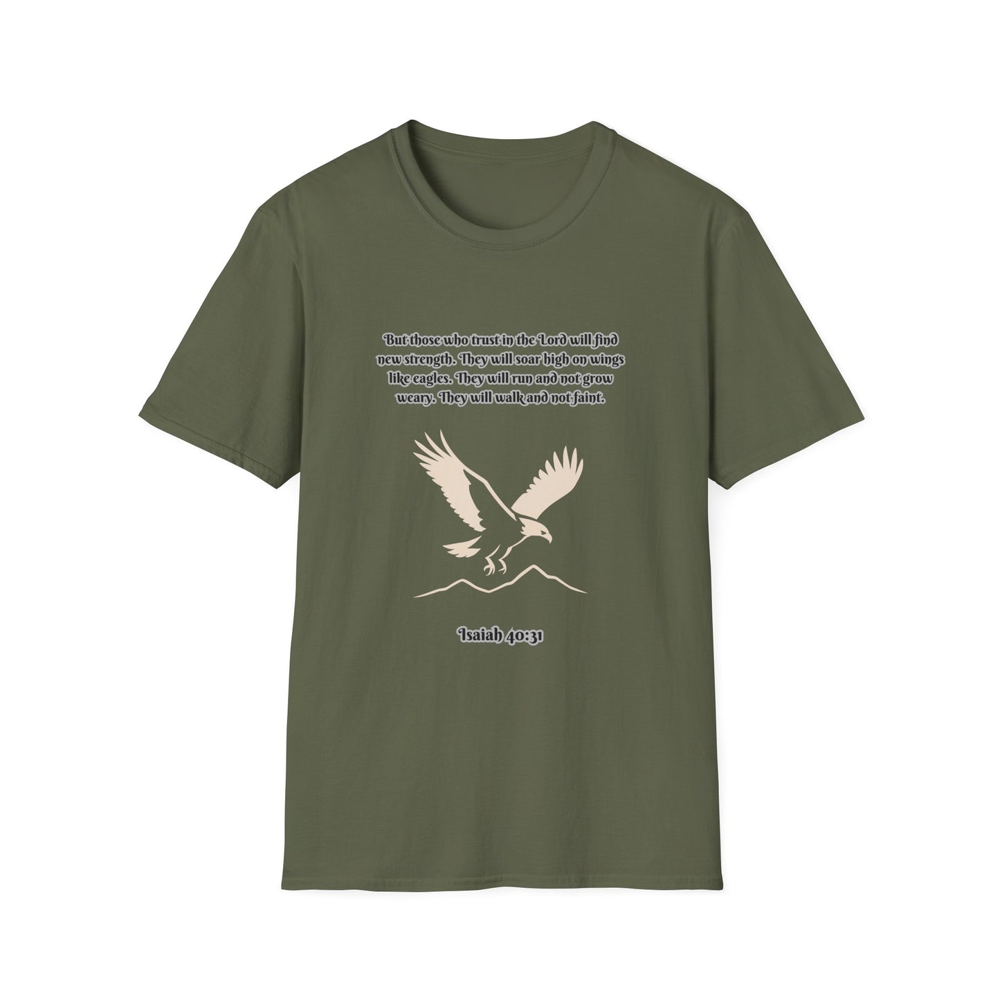 Soar On Wings Like Eagles Inspirational Unisex Softstyle T-Shirt Isaiah 40:31