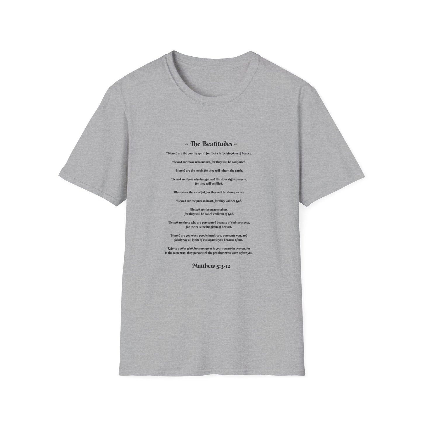 The Beatitudes Inspirational Verse Unisex T-Shirt - Matthew 5:3-12, Casual Wear, Christian Gift, Everyday Comfort, Faith-Based Apparel