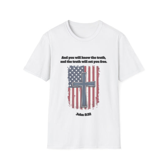 'Truth Will Set You Free' Patriotic Faith T-Shirt Unisex John 8:32