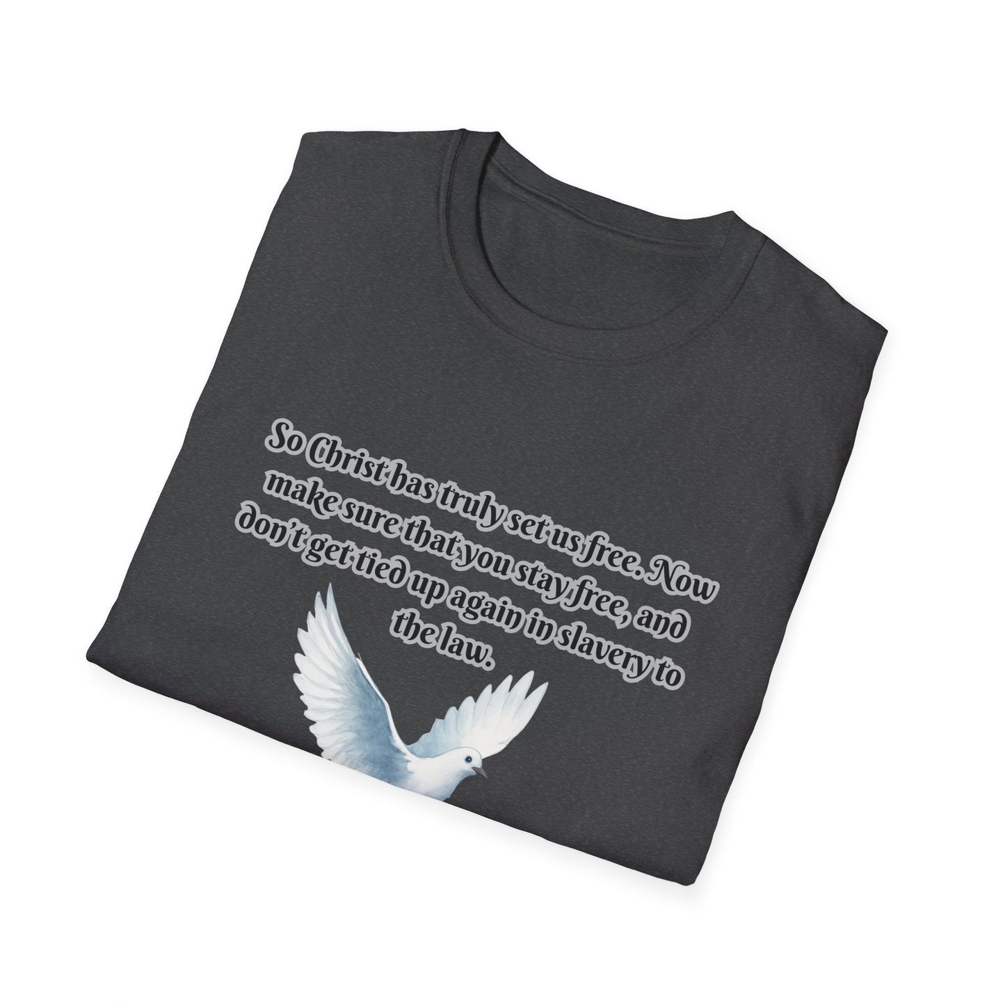 Christ Set Us Free Galatians 5:1 Inspirational Unisex Softstyle T-Shirt