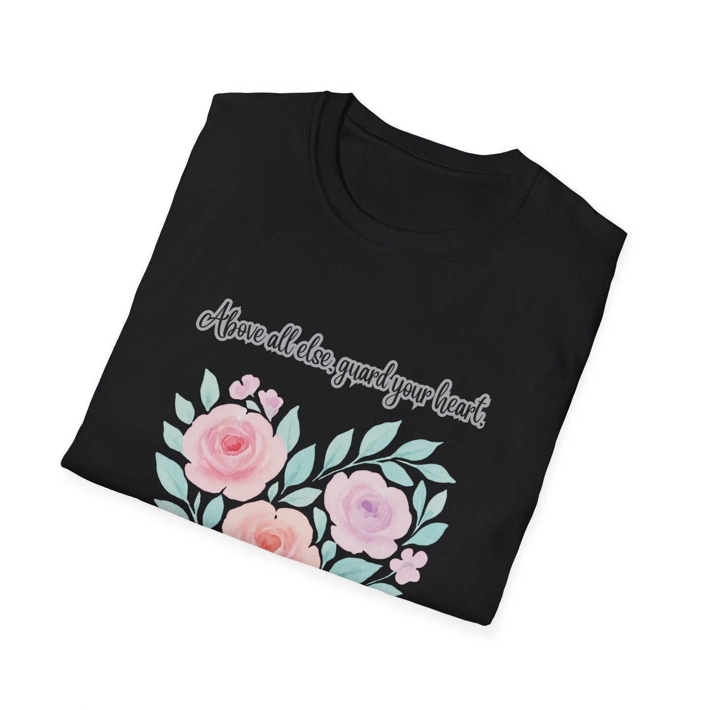 Guard Your Heart Inspirational Floral Heart T-Shirt Proverbs 4:23