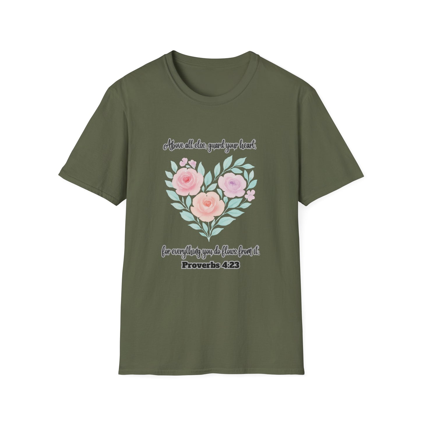 Guard Your Heart Inspirational Floral Heart T-Shirt Proverbs 4:23