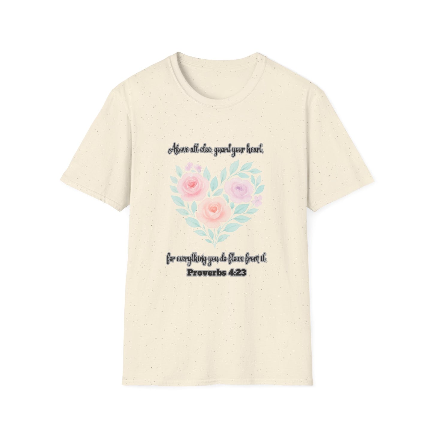 Guard Your Heart Inspirational Floral Heart T-Shirt Proverbs 4:23