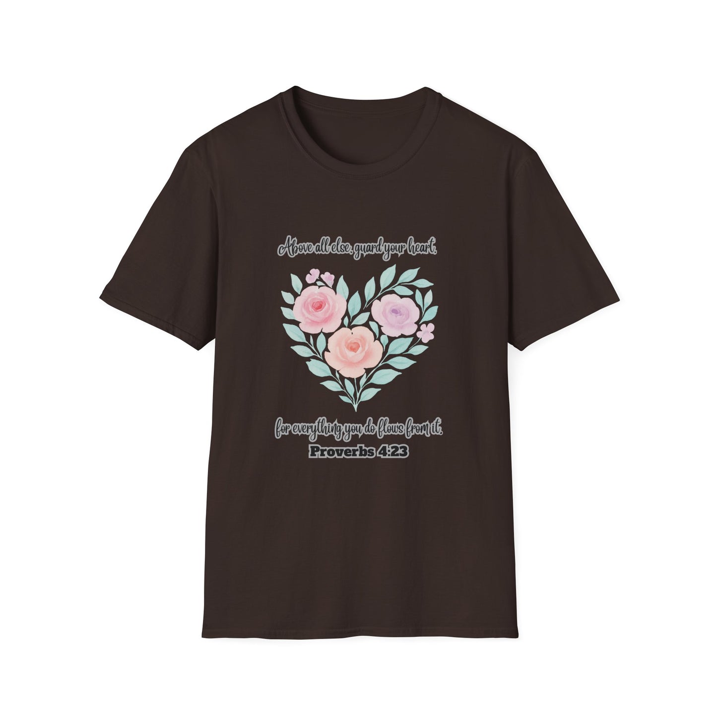 Guard Your Heart Inspirational Floral Heart T-Shirt Proverbs 4:23