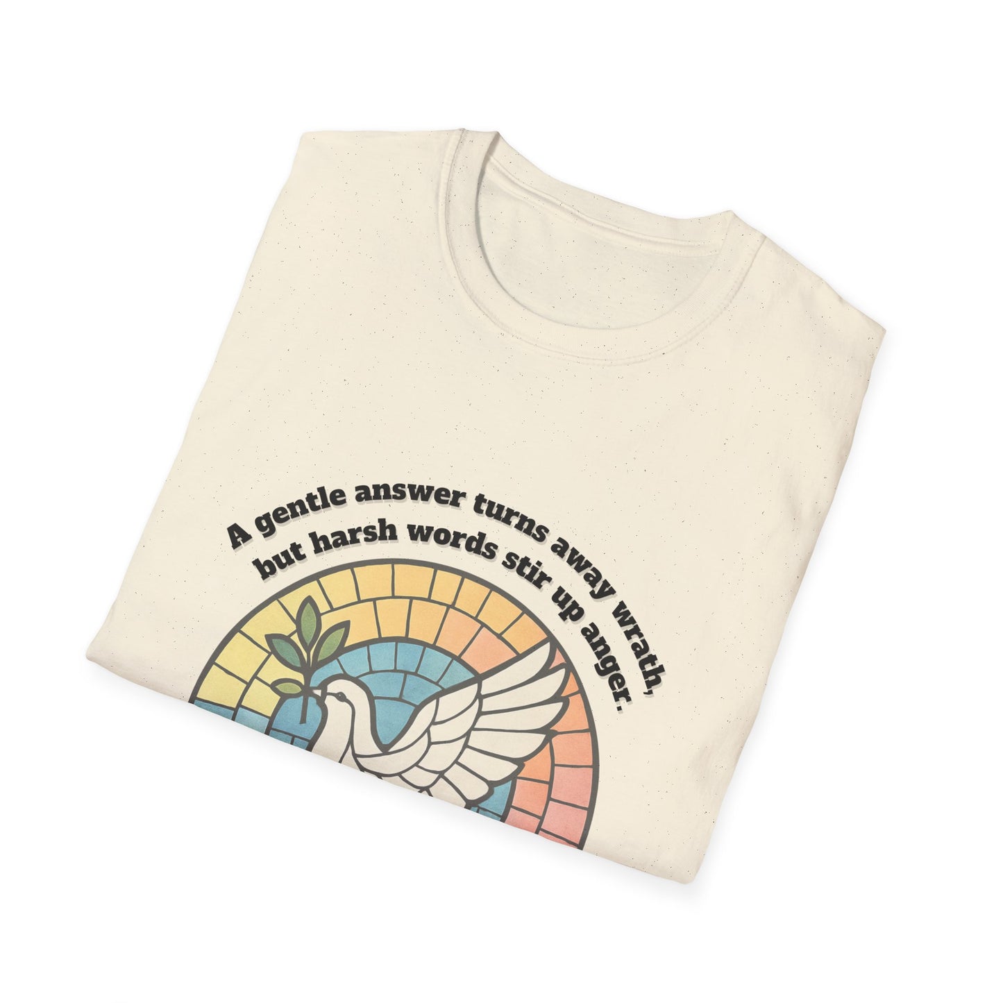 Gentle Answer Inspirational Dove T-Shirt - Proverbs 15:1 - Unisex Softstyle Tee