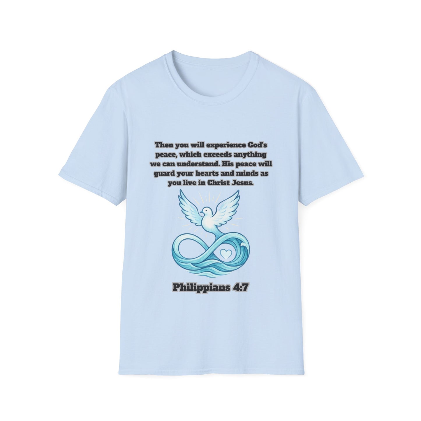 Gods Peace Guard Your Heart Inspirational Unisex Softstyle T-Shirt with Philippians 4:7 Design