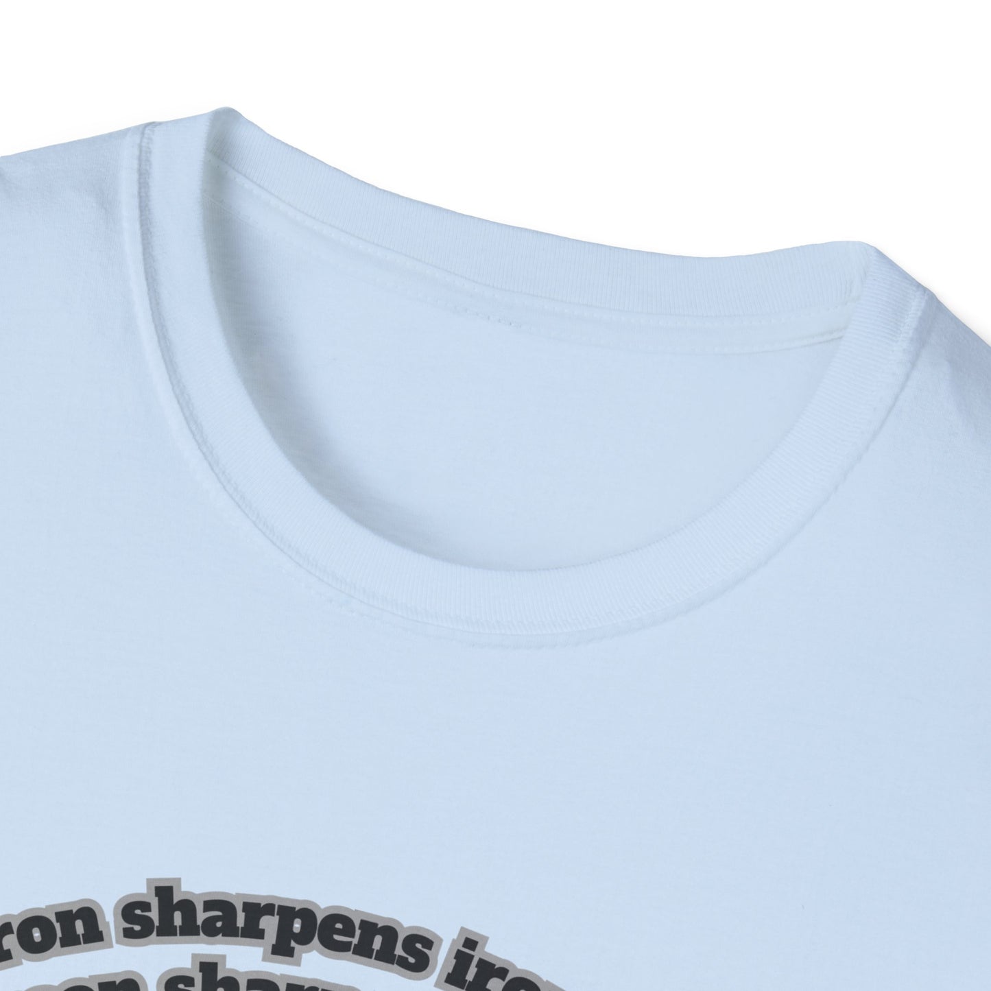 "Iron Sharpens Iron" Sword Design Inspirational Unisex Softstyle T-Shirt Proverbs 27:17