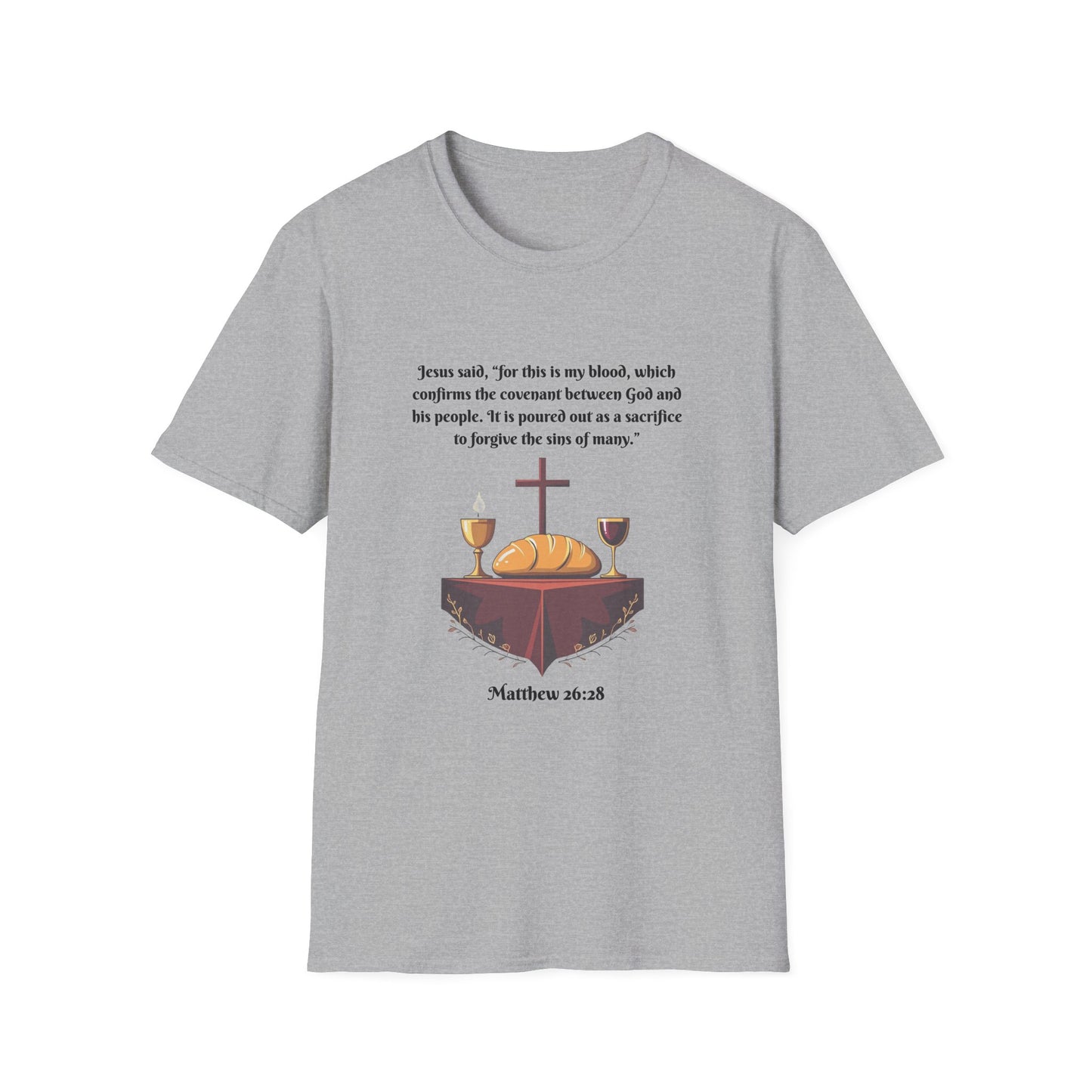 Blood Covenant Faith-Inspired Unisex Softstyle T-Shirt - Matthew 26:28