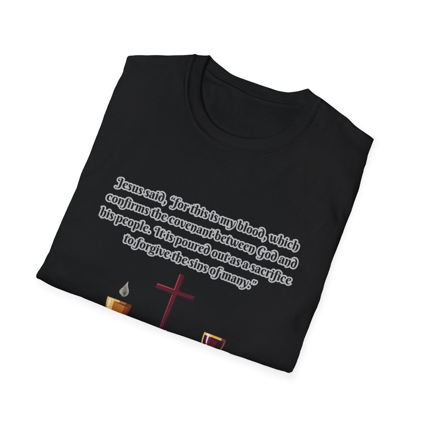 Blood Covenant Faith-Inspired Unisex Softstyle T-Shirt - Matthew 26:28