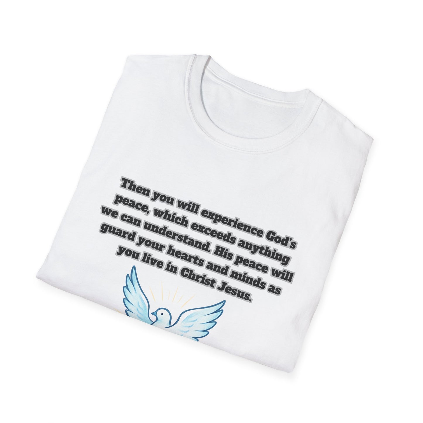 Gods Peace Guard Your Heart Inspirational Unisex Softstyle T-Shirt with Philippians 4:7 Design
