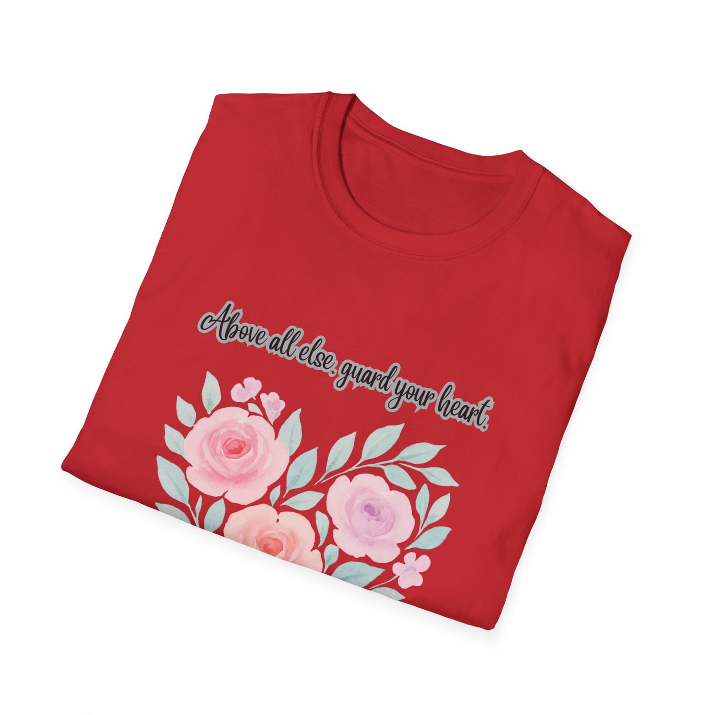 Guard Your Heart Inspirational Floral Heart T-Shirt Proverbs 4:23