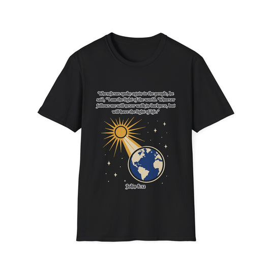 Light Of Life Inspirational Graphic T-Shirt - Unisex Softstyle Tee John 8:12