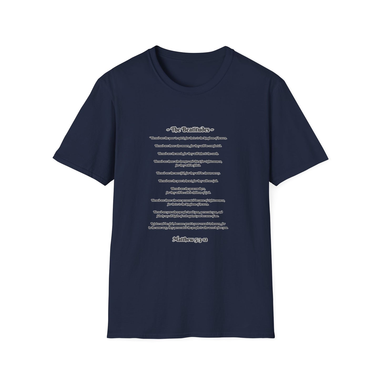 The Beatitudes Inspirational Verse Unisex T-Shirt - Matthew 5:3-12, Casual Wear, Christian Gift, Everyday Comfort, Faith-Based Apparel