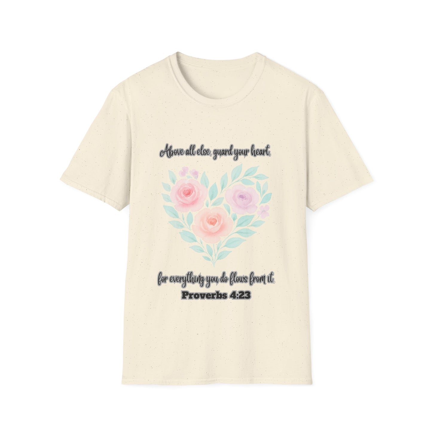 Guard Your Heart Inspirational Floral Heart T-Shirt Proverbs 4:23