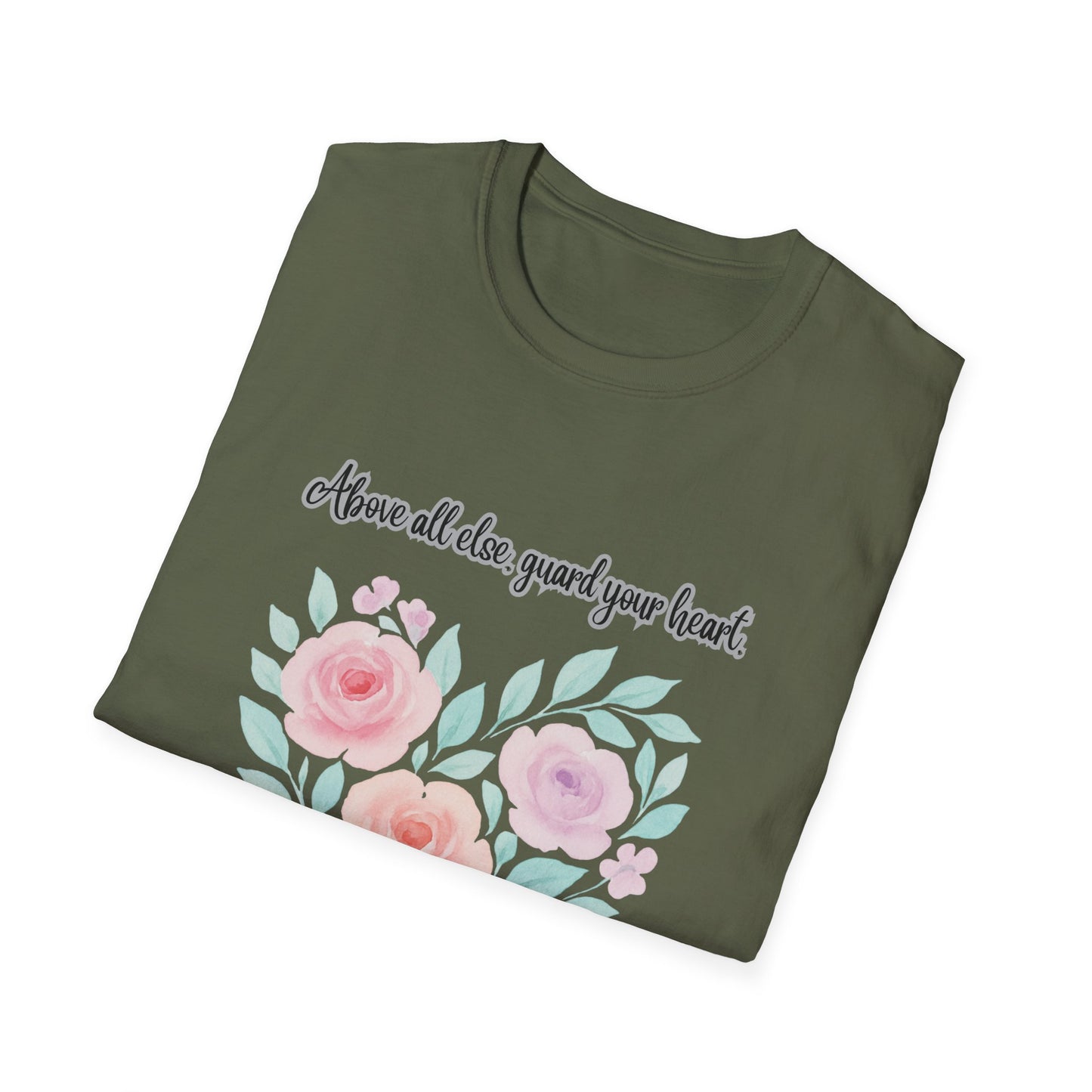 Guard Your Heart Inspirational Floral Heart T-Shirt Proverbs 4:23