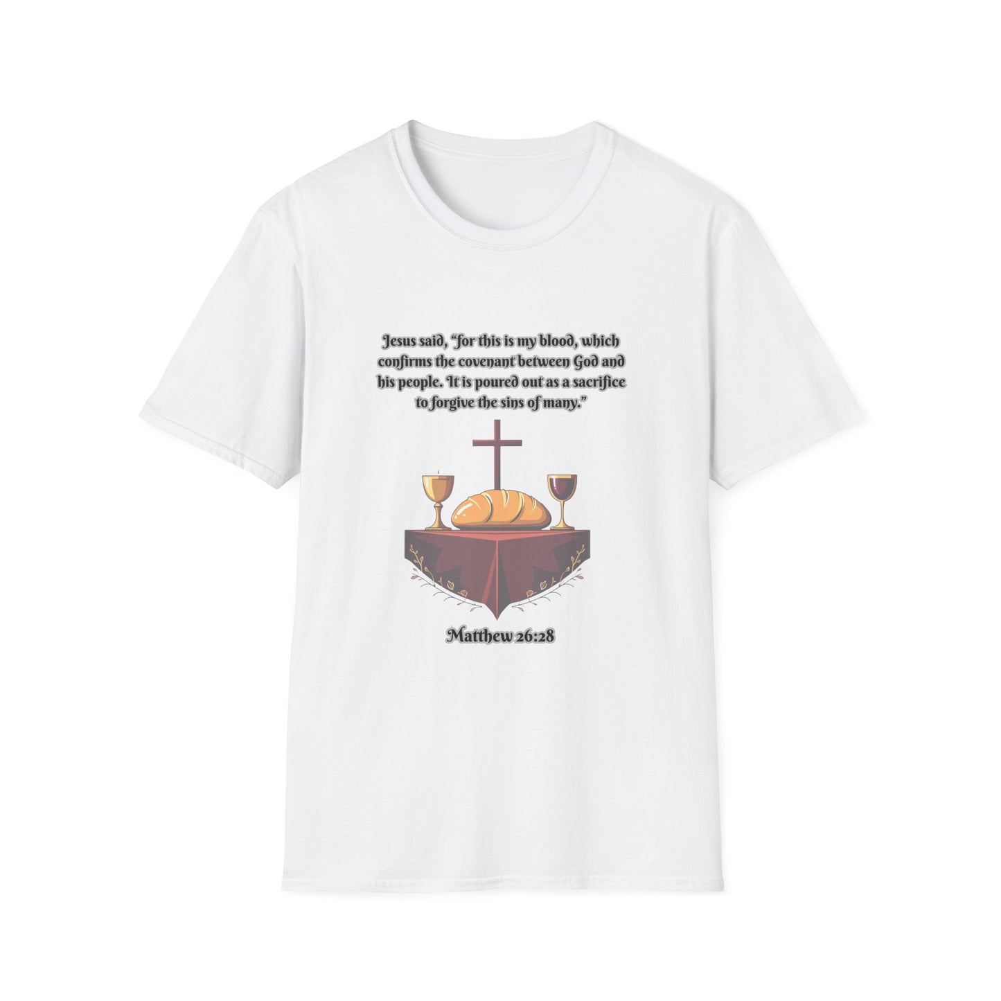 Blood Covenant Faith-Inspired Unisex Softstyle T-Shirt - Matthew 26:28