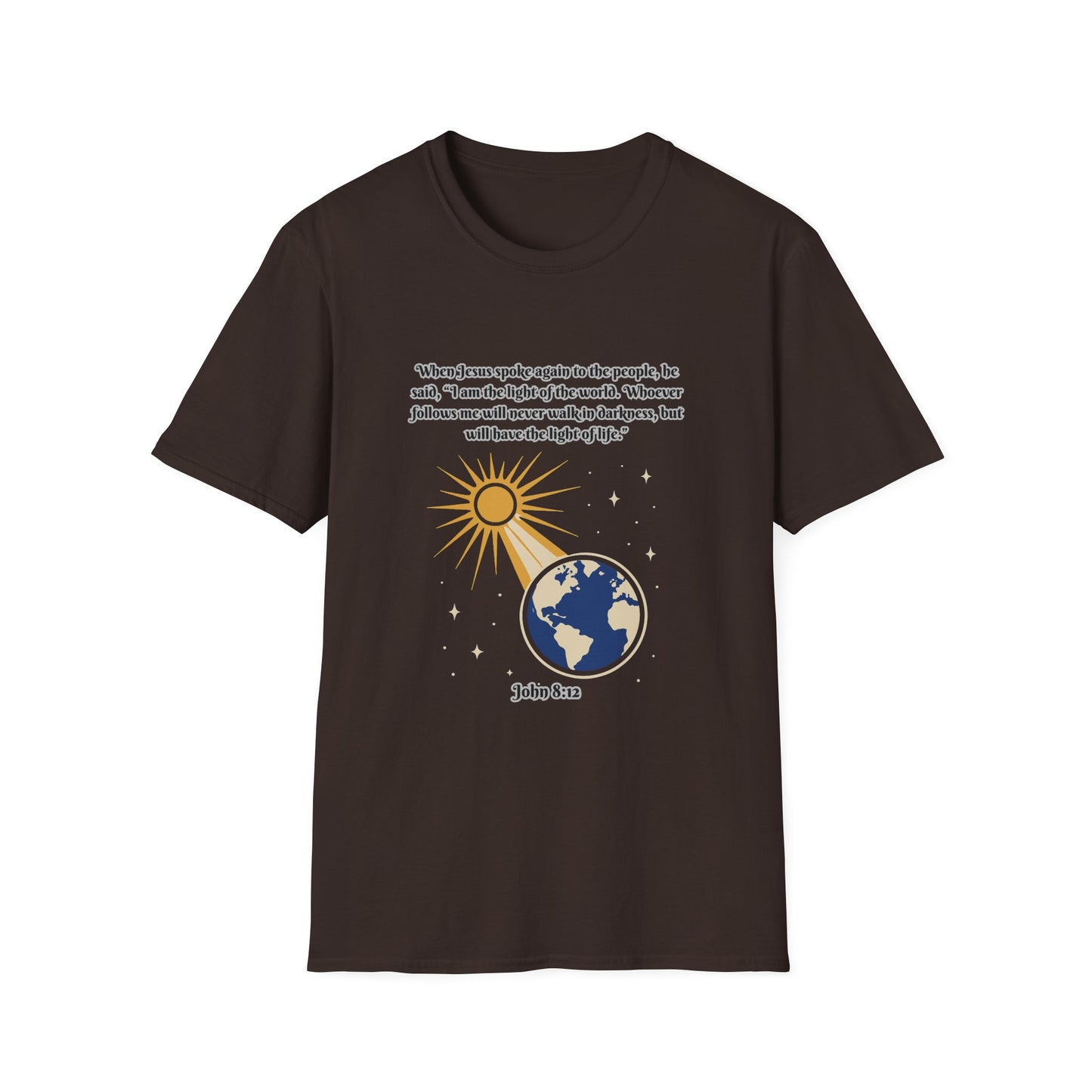 Light Of Life Inspirational Graphic T-Shirt - Unisex Softstyle Tee John 8:12