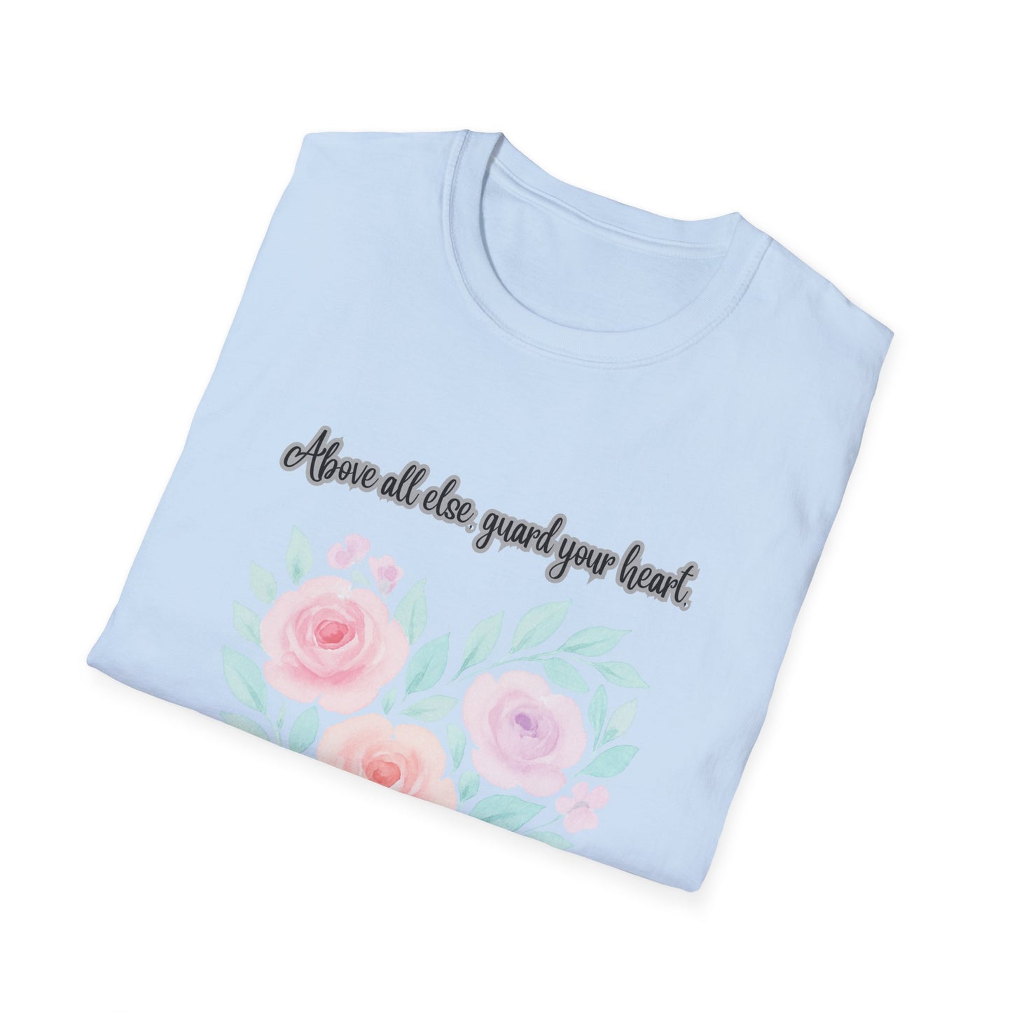 Guard Your Heart Inspirational Floral Heart T-Shirt Proverbs 4:23