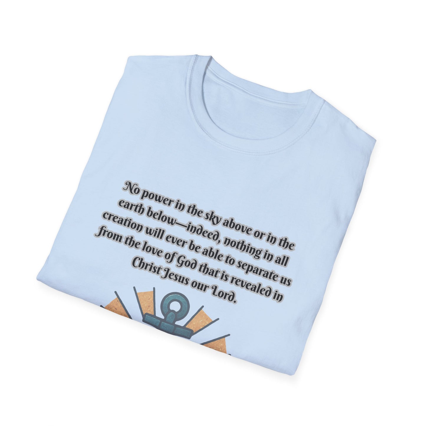 Nothing Can Separate Us From Gods Love Inspirational Unisex Softstyle T-Shirt with Heart Design Romans 8:39