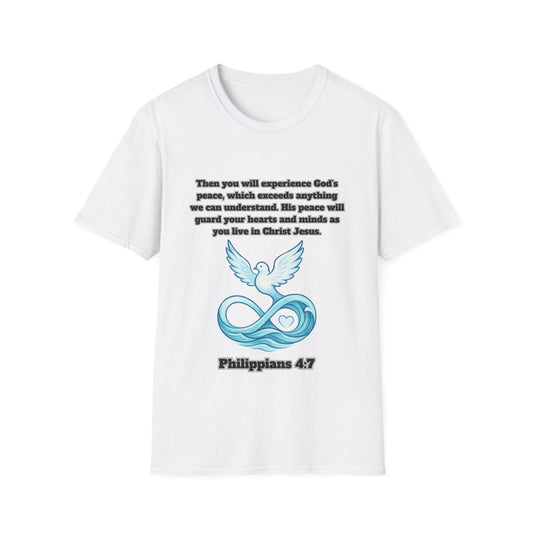 Gods Peace Guard Your Heart Inspirational Unisex Softstyle T-Shirt with Philippians 4:7 Design