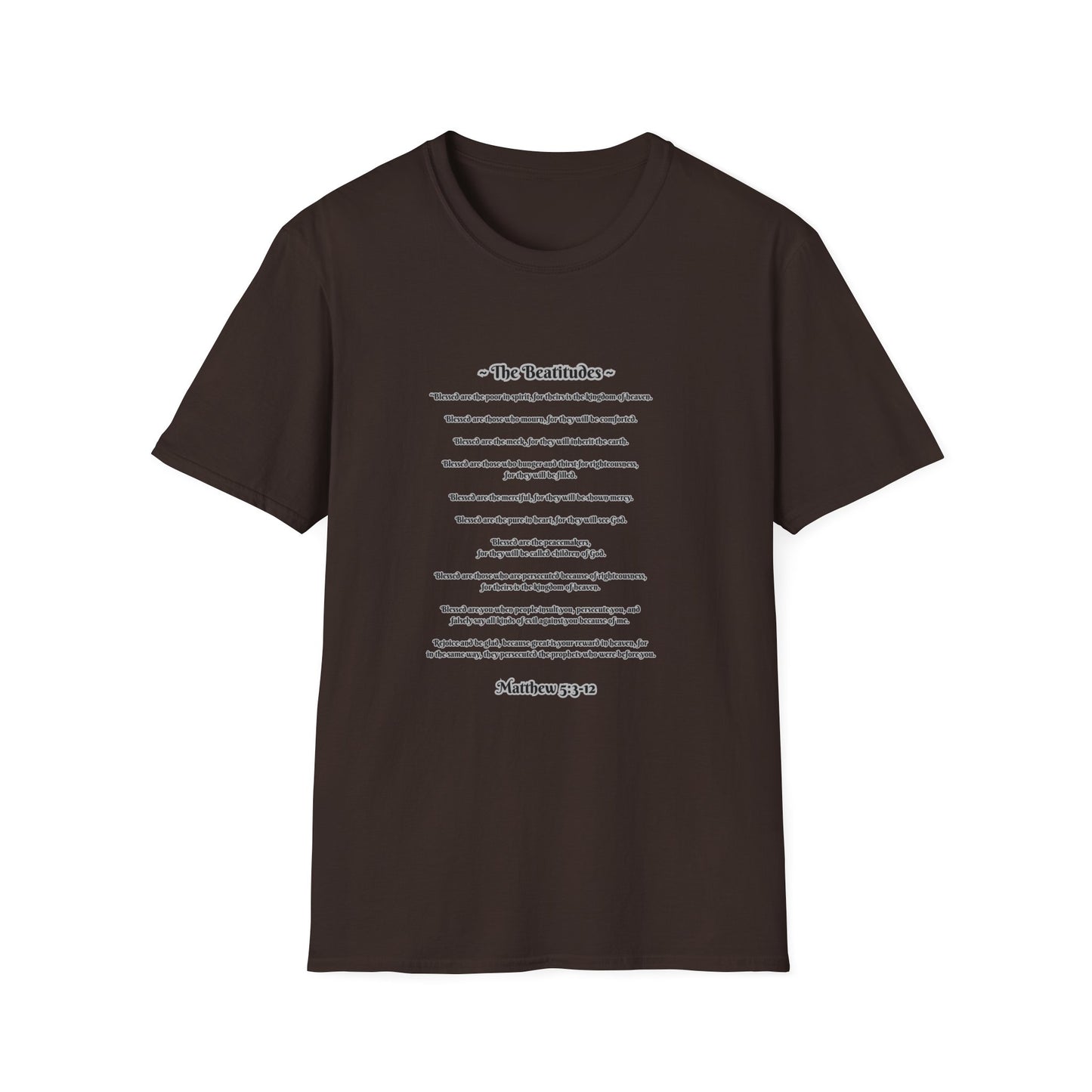 The Beatitudes Inspirational Verse Unisex T-Shirt - Matthew 5:3-12, Casual Wear, Christian Gift, Everyday Comfort, Faith-Based Apparel
