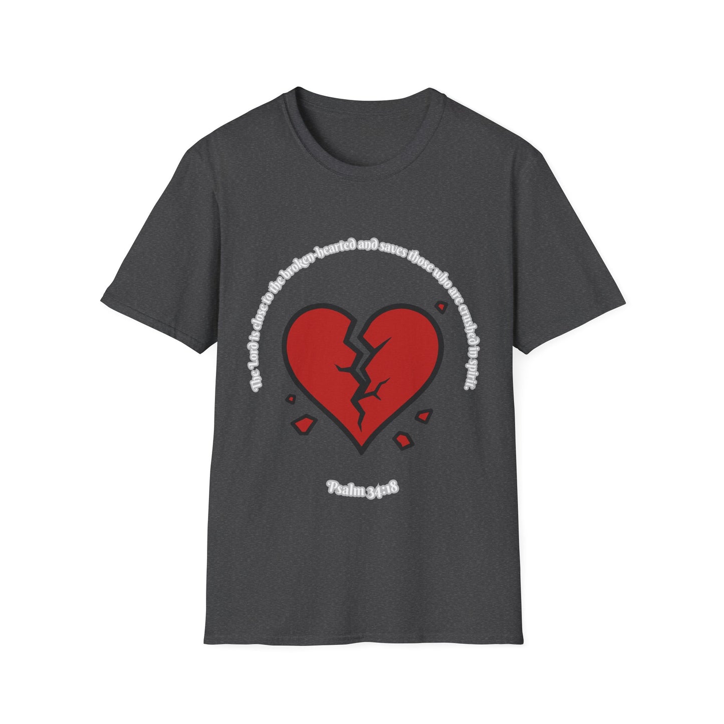 Broken Heart/Spirit Graphic T-Shirt for Healing and Empowerment Psalm 34:18