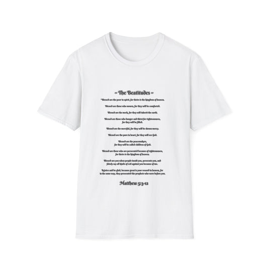 The Beatitudes Inspirational Verse Unisex T-Shirt ~ Matthew 5:3-12, Casual Wear, Christian Gift, Everyday Comfort, Faith-Based Apparel