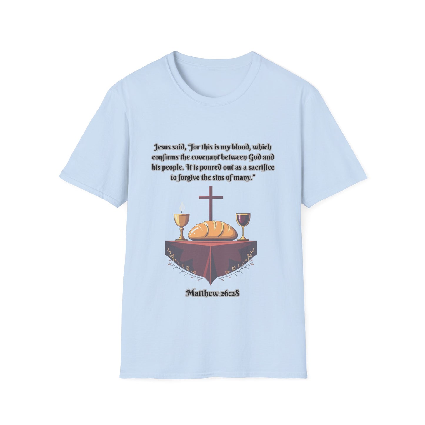Blood Covenant Faith-Inspired Unisex Softstyle T-Shirt - Matthew 26:28