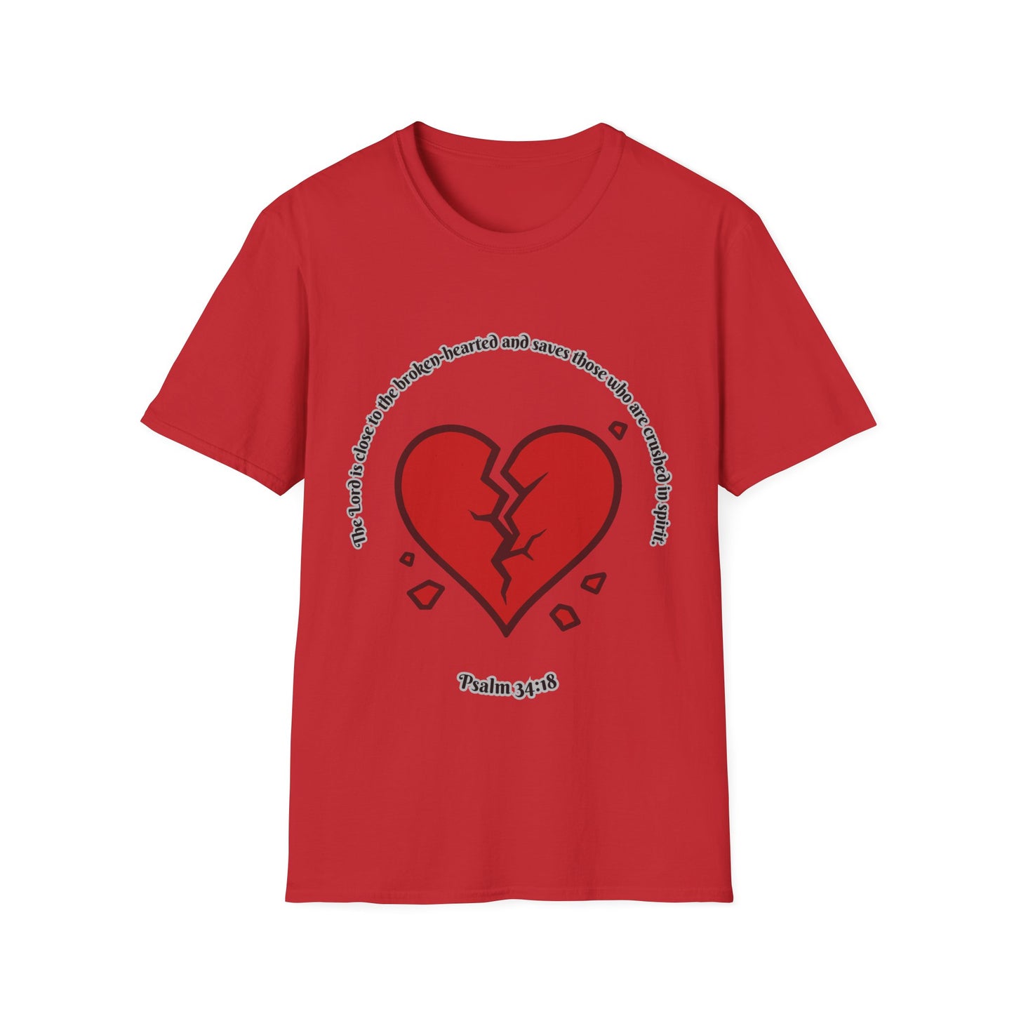 Broken Heart/Spirit Graphic T-Shirt for Healing and Empowerment Psalm 34:18