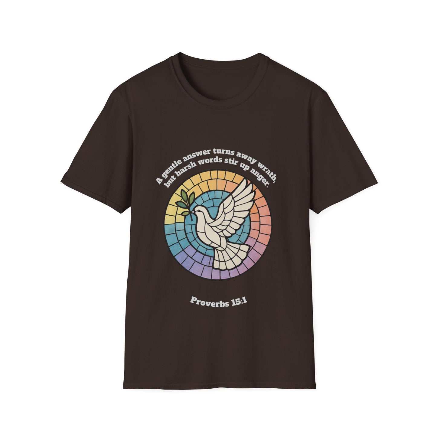 Gentle Answer Inspirational Dove T-Shirt - Proverbs 15:1 - Unisex Softstyle Tee