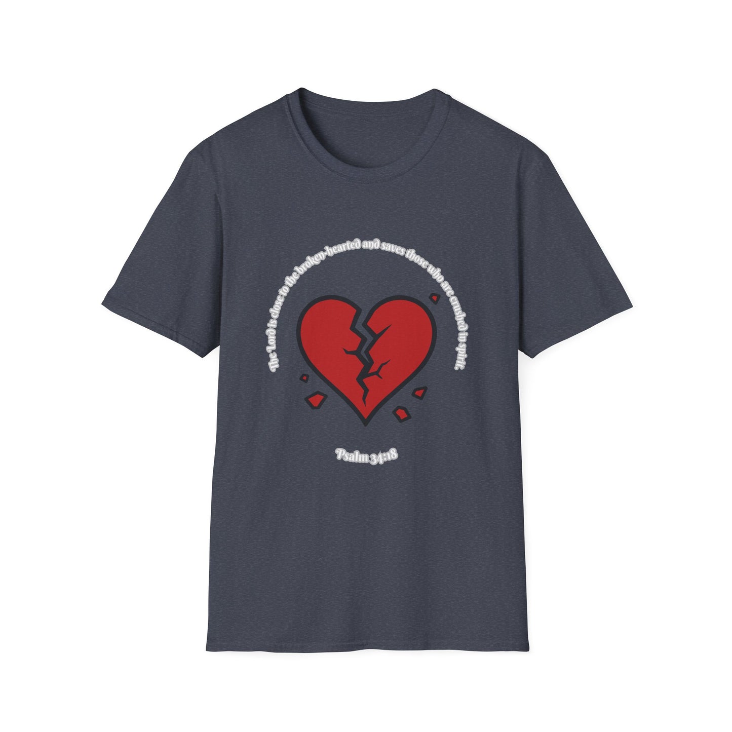 Broken Heart/Spirit Graphic T-Shirt for Healing and Empowerment Psalm 34:18