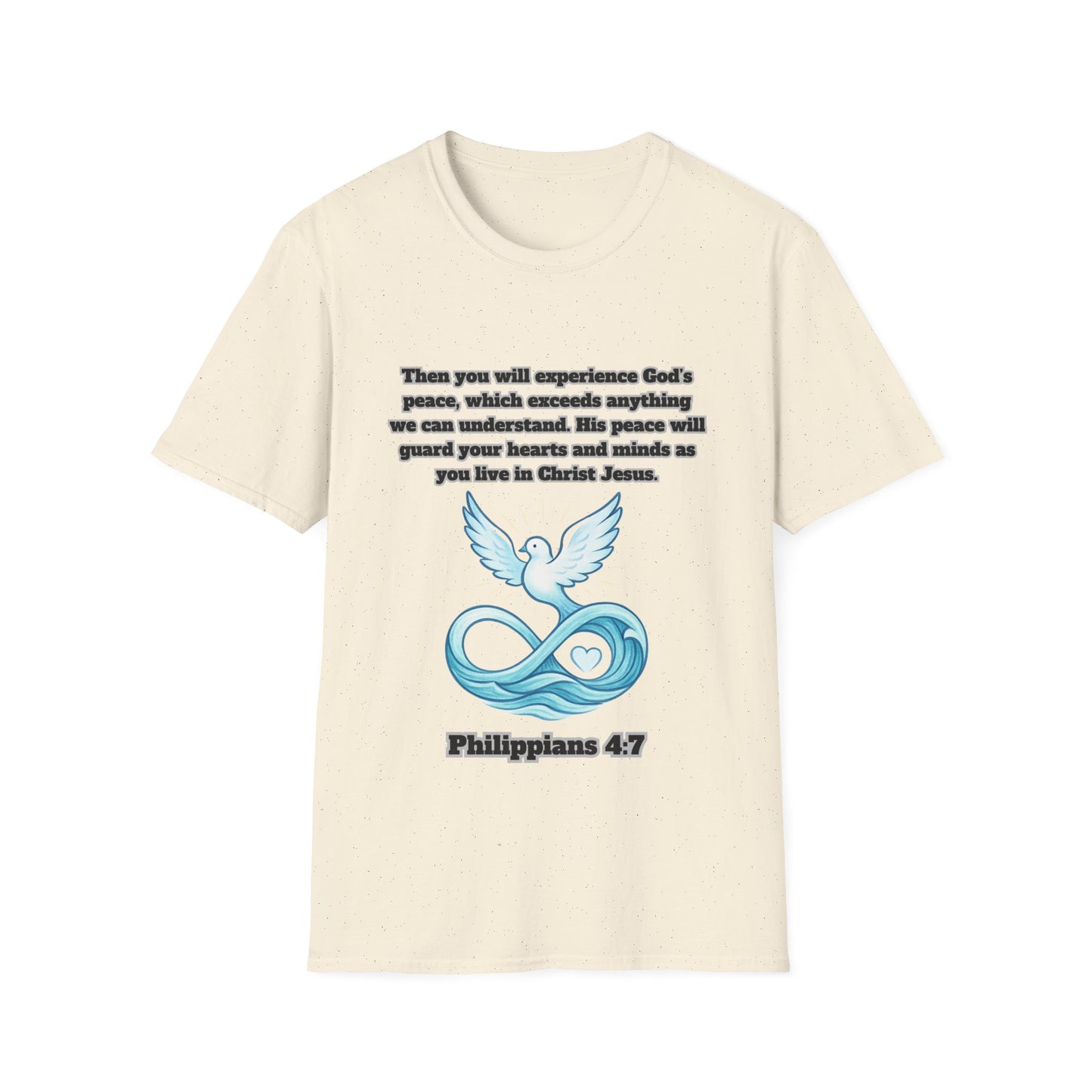 Gods Peace Guard Your Heart Inspirational Unisex Softstyle T-Shirt with Philippians 4:7 Design