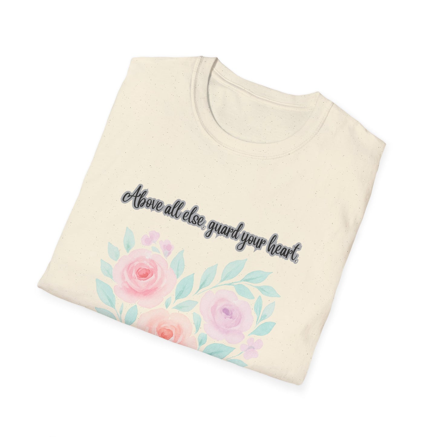 Guard Your Heart Inspirational Floral Heart T-Shirt Proverbs 4:23