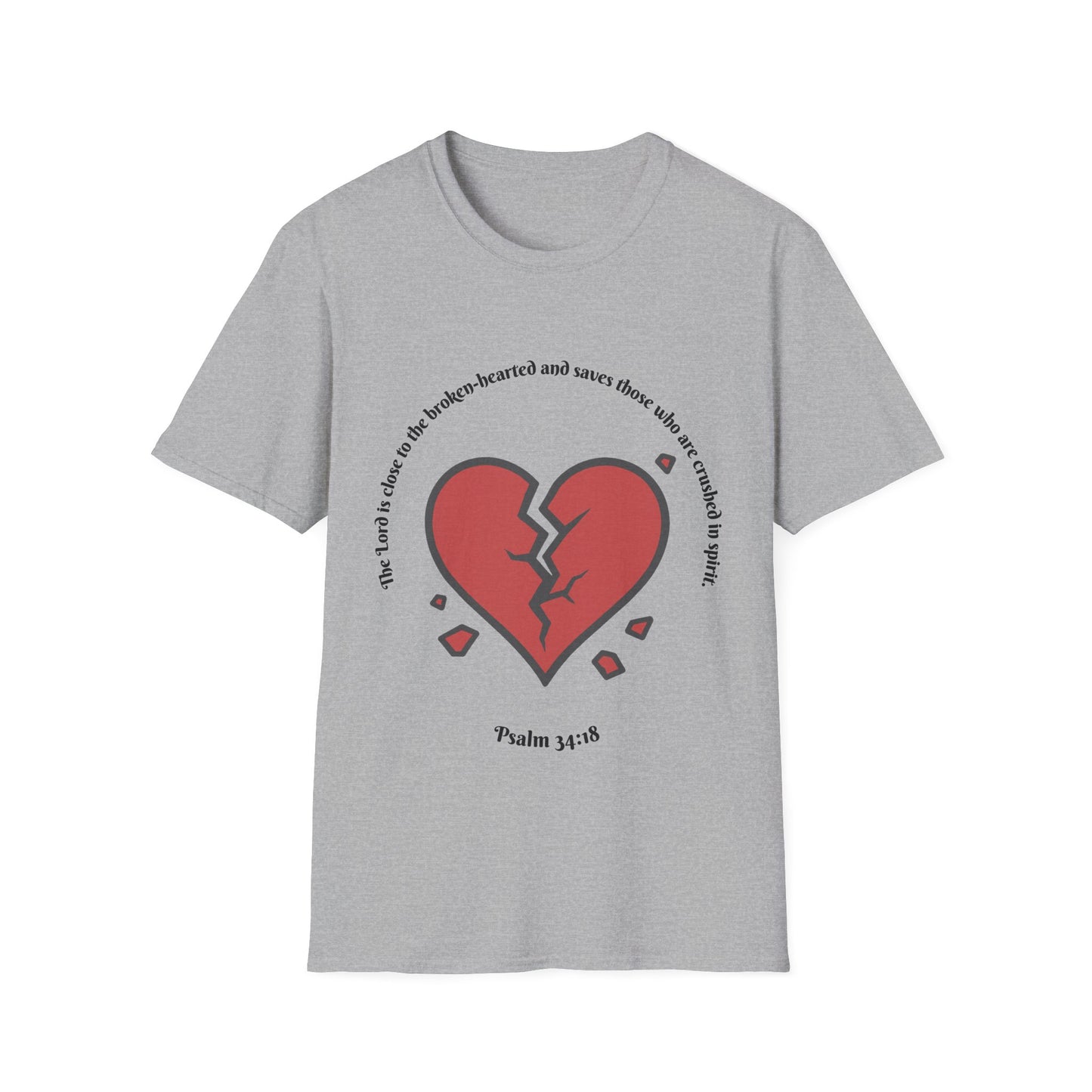 Broken Heart/Spirit Graphic T-Shirt for Healing and Empowerment Psalm 34:18