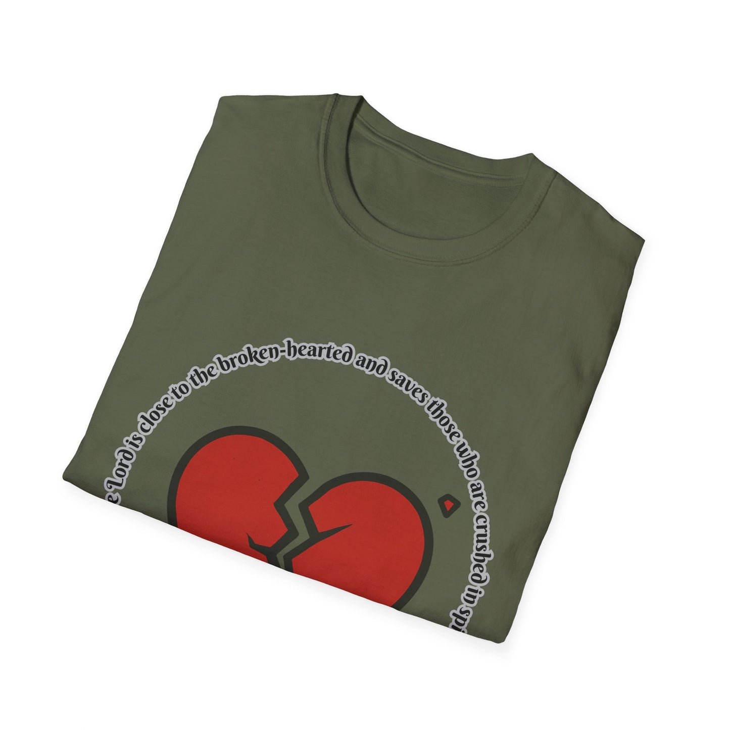 Broken Heart/Spirit Graphic T-Shirt for Healing and Empowerment Psalm 34:18