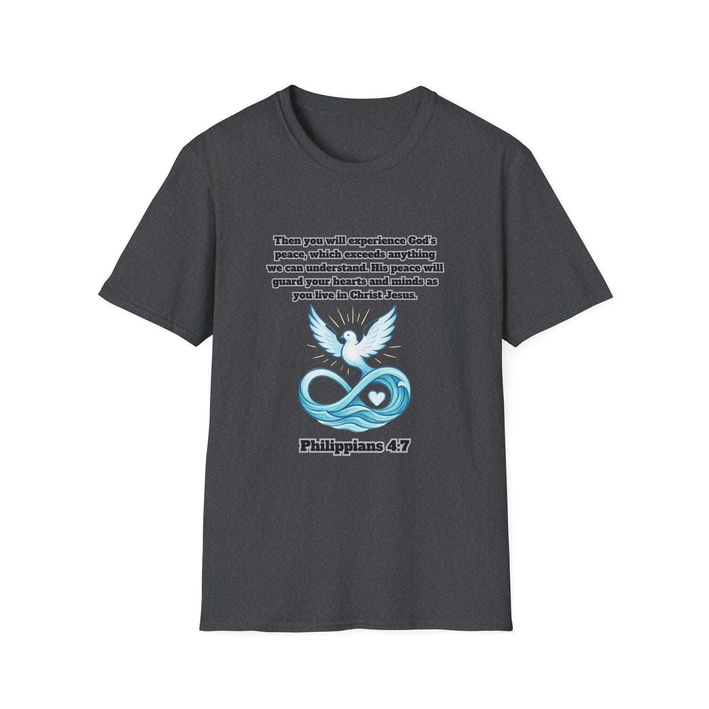 Gods Peace Guard Your Heart Inspirational Unisex Softstyle T-Shirt with Philippians 4:7 Design