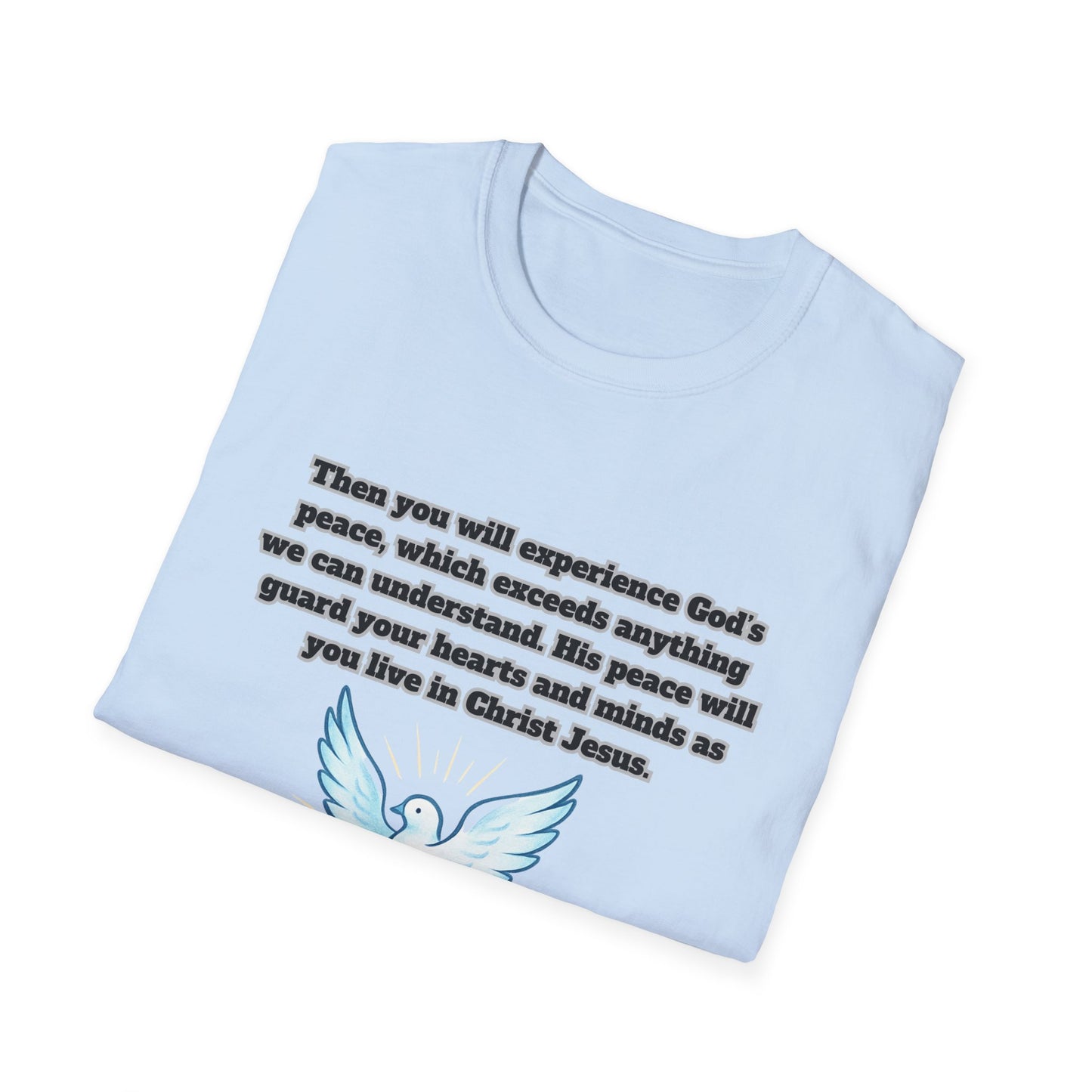 Gods Peace Guard Your Heart Inspirational Unisex Softstyle T-Shirt with Philippians 4:7 Design