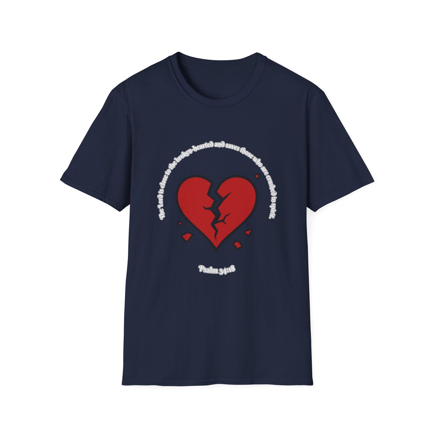 Broken Heart/Spirit Graphic T-Shirt for Healing and Empowerment Psalm 34:18