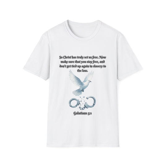 Christ Set Us Free Galatians 5:1 Inspirational Unisex Softstyle T-Shirt